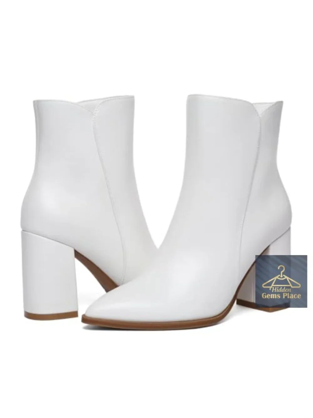 Chunky High Heel Pointed Toe Ankle Booties with Side Zipper